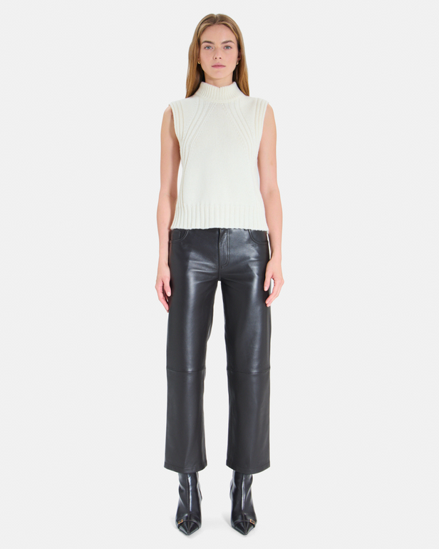 Pull Nina Pull sans manches &eacute;cru en laine ZAPA