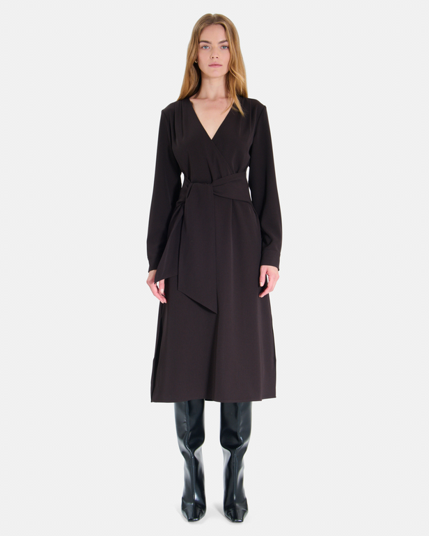 Robe Ralia Robe longue portefeuille chocolat manches longues ZAPA