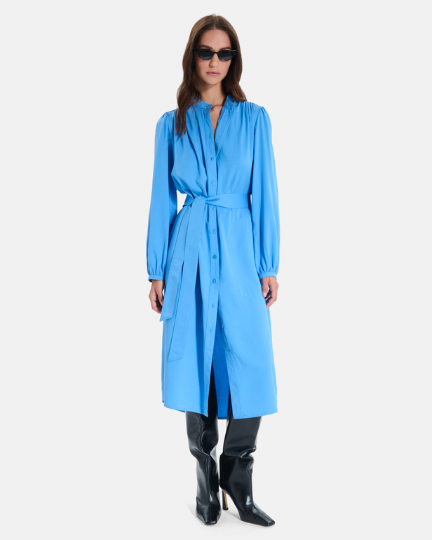 Robe Ralma Robe chemise midi bleue manches bouffantes ZAPA