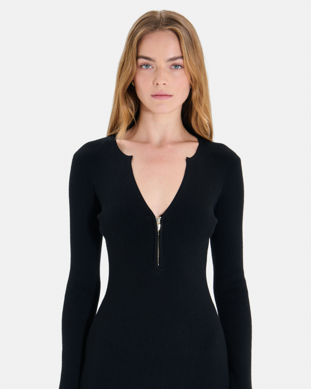 Robe Ritassy Robe longue noire &agrave; manches longues ZAPA