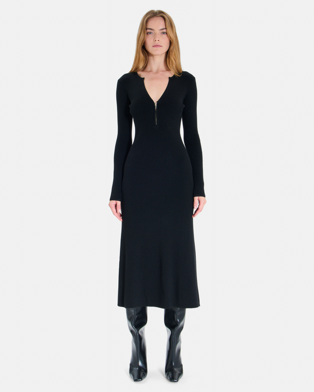 Robe Ritassy Robe longue noire &agrave; manches longues ZAPA