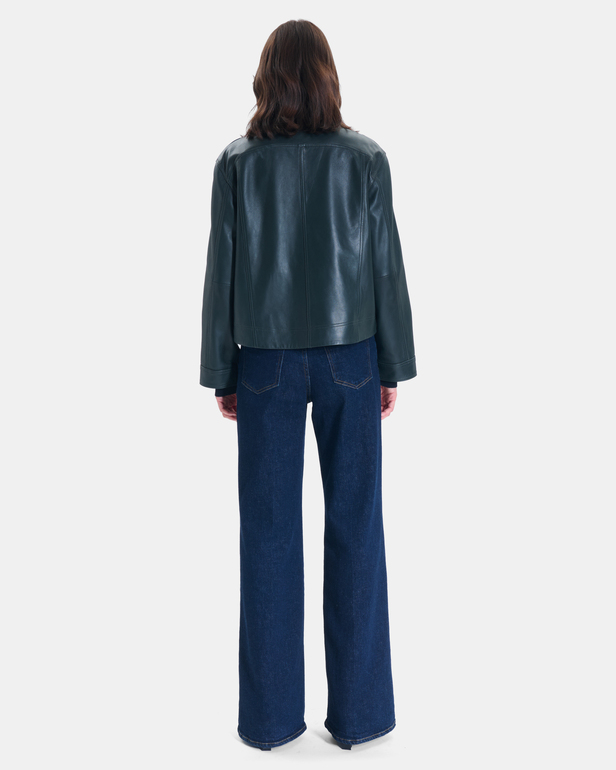 Veste Moana Manteau court en cuir vert ZAPA
