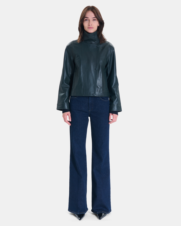 Veste Moana Manteau court en cuir vert ZAPA