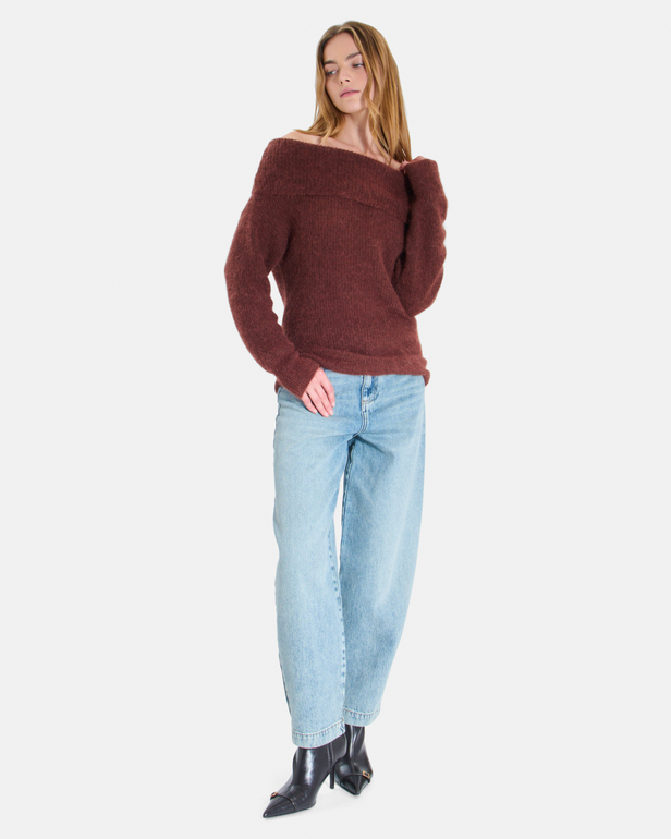 Pull Numa Pull en m&eacute;lange de laine chocolat ZAPA