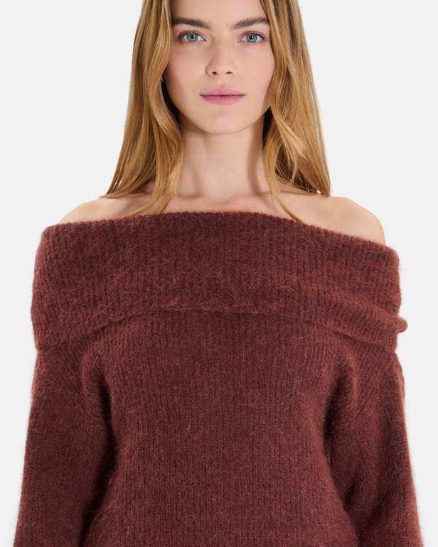 Pull Numa Pull en m&eacute;lange de laine chocolat ZAPA